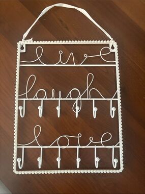 White "Live Laugh Love" Wall Hook Organizer